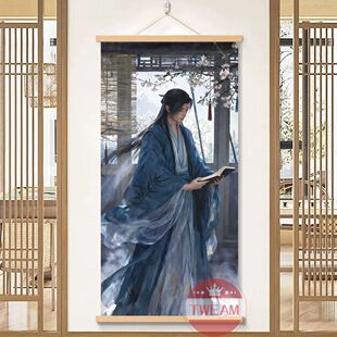 韩立凡人修仙传周边挂画国潮动漫水墨装饰画客厅玄关高颜值卷轴画