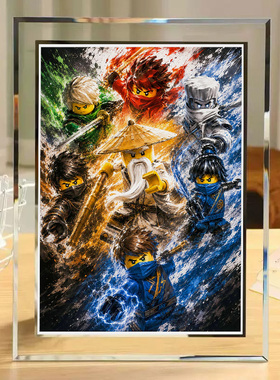 乐高幻影忍者周边动画纪念收藏水晶玻璃透明相框摆件摆台送朋友
