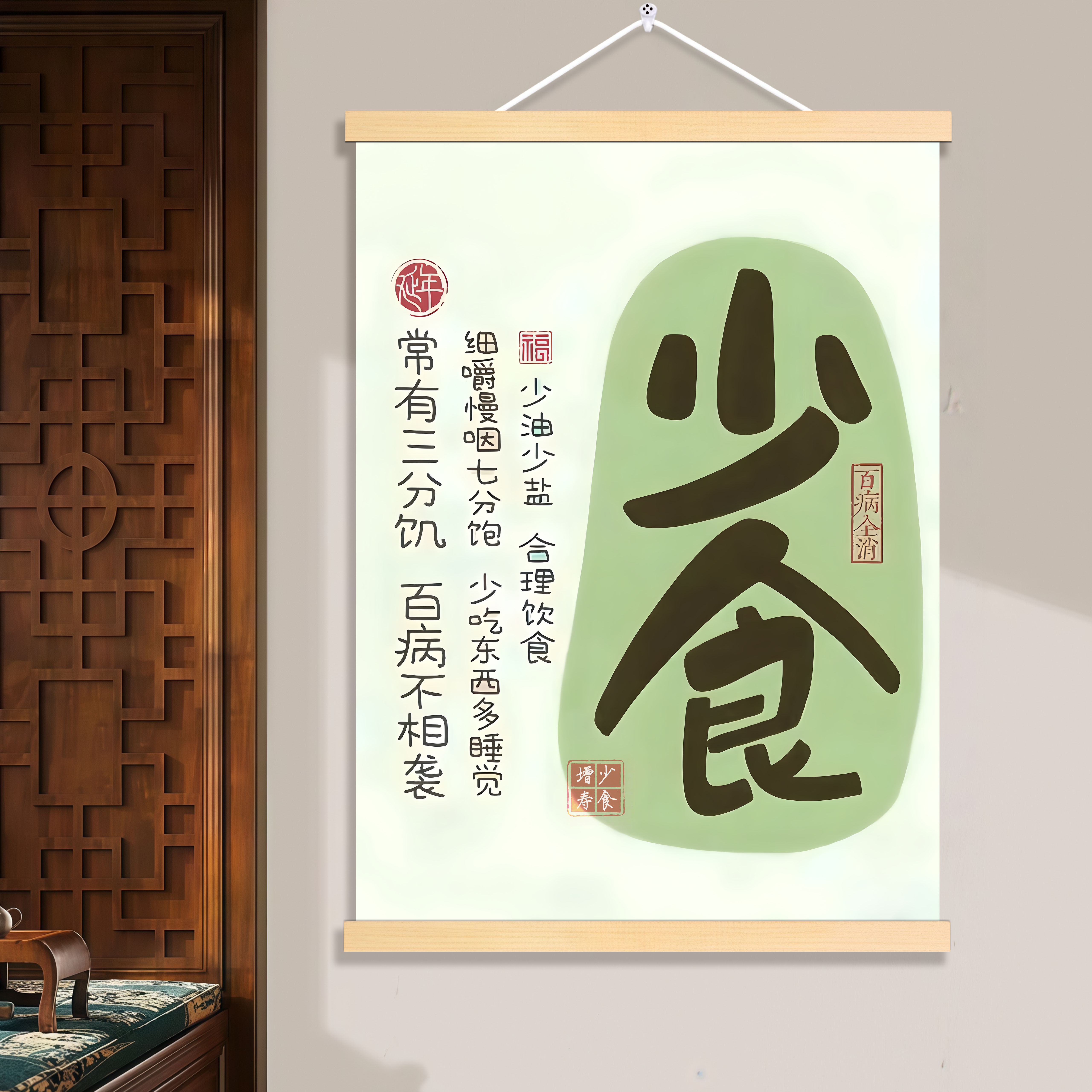 少言少食放下自渡减肥励志挂画少吃两口挂画卧室墙上装饰送闺蜜