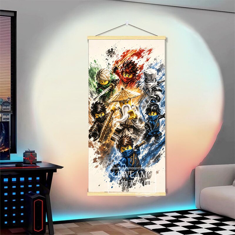 乐高幻影忍者系列海报动画周边实木挂轴画房间墙面挂画送朋友礼物