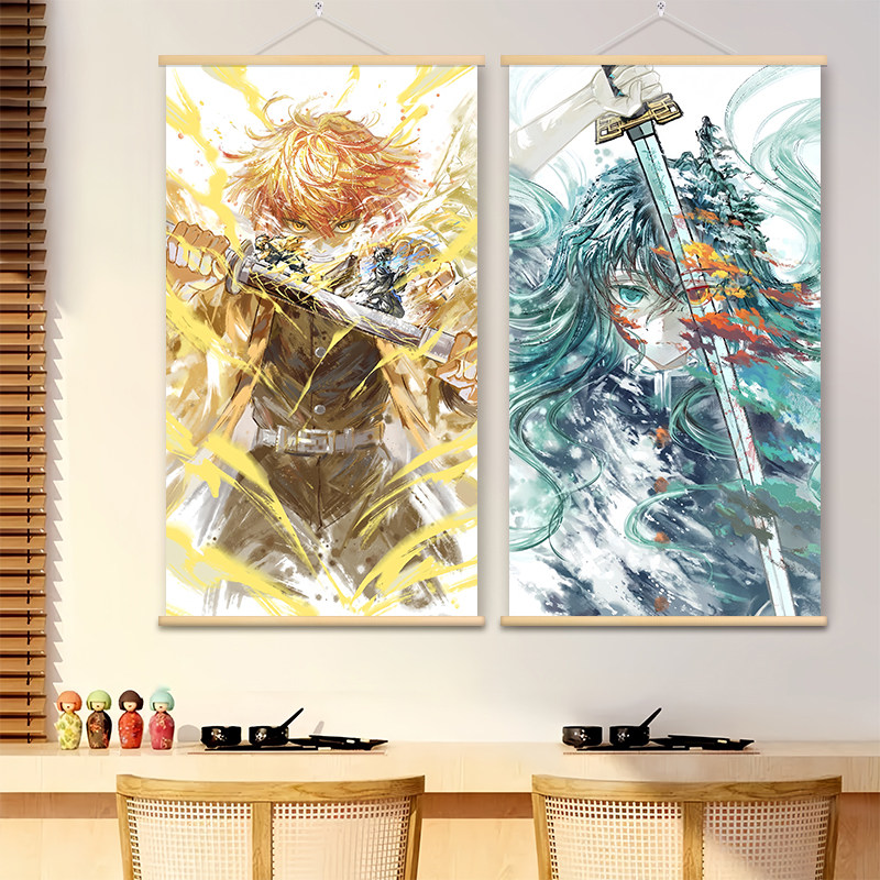 鬼灭之刃挂画祢豆子炭治郎蝴蝶忍二次元动漫水墨周边系列海报卧室