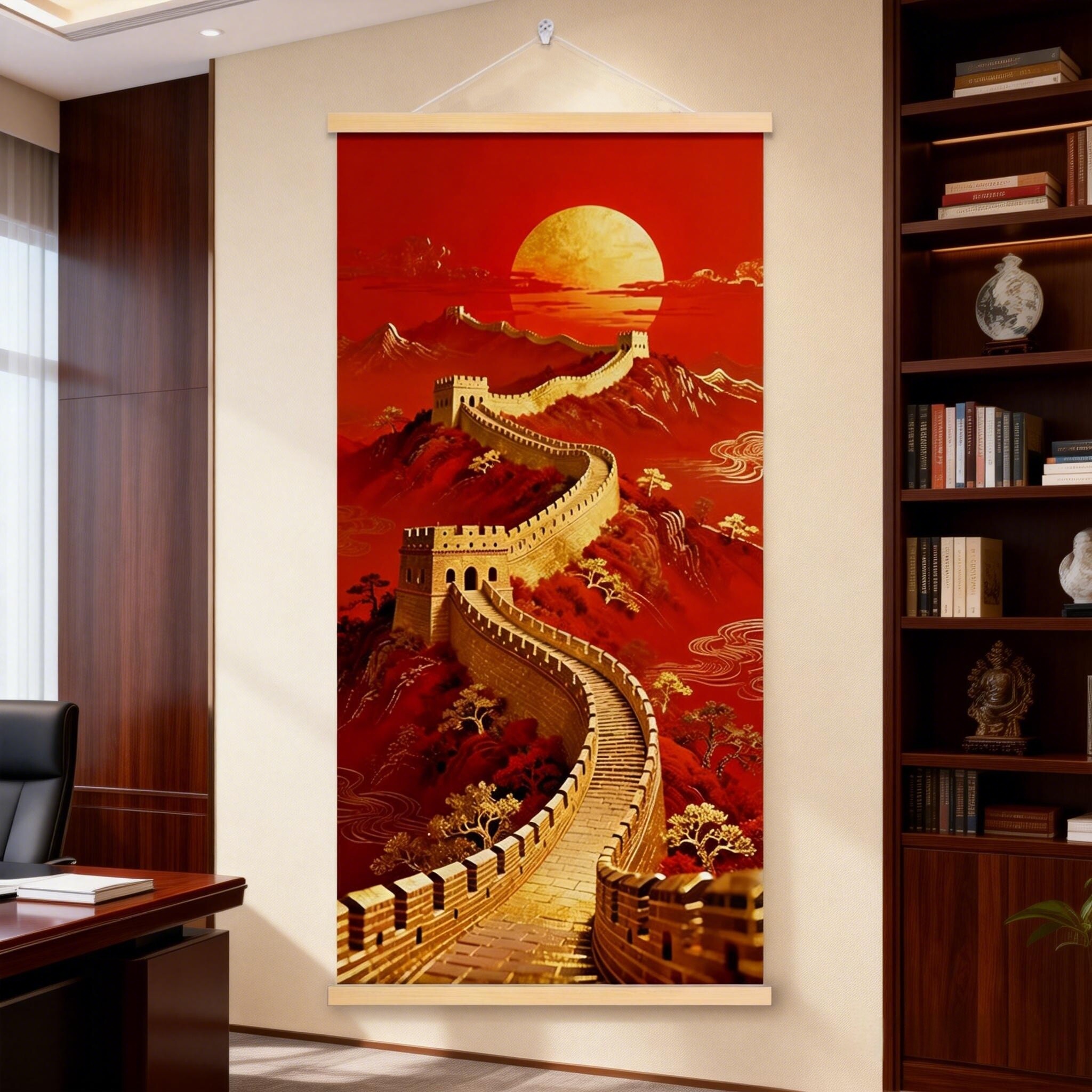 新年旭日东升客厅办公室挂画卧室万里长城红太阳玄关过道鸿运当头