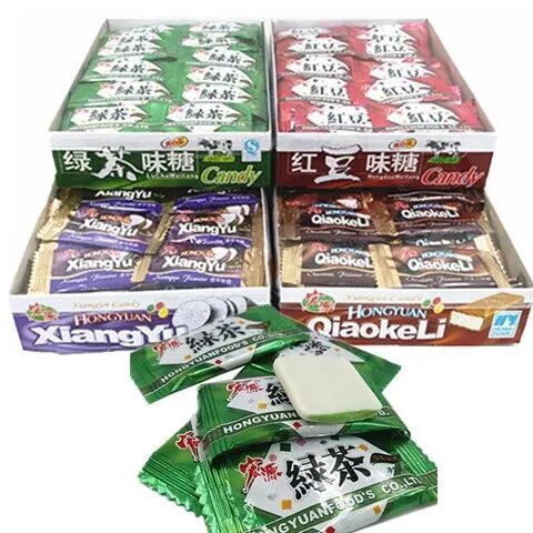 宏源奶糖夹心软糖散装绿茶香芋红豆味小时候的糖果儿时怀旧小零食