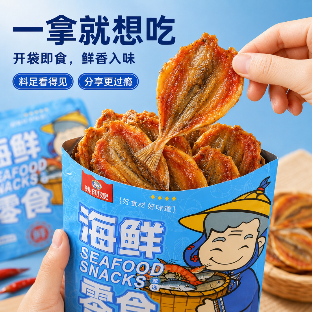 北海风味多味鱼开心炭烤鱼片黄花鱼干香辣网红即食嘴馋零食非蜜汁