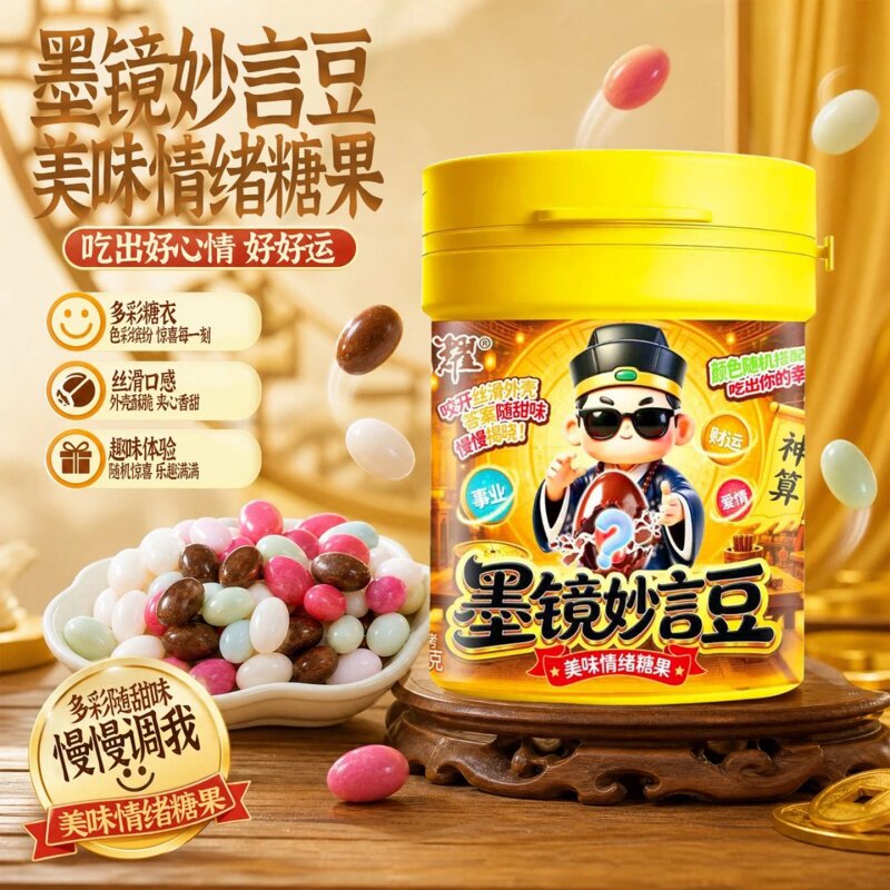 罐装墨镜妙言豆儿童创意办公室美味情绪糖果新款网红多种口味零食