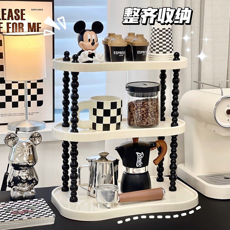 奶油风化妆品置物架轻奢简约高级感多层桌面杯架收纳架办公室宿舍