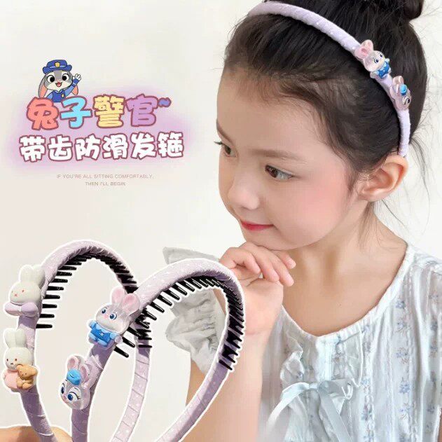 女童卡通带齿防滑不勒头发箍