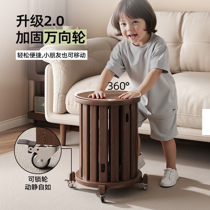 实木凳子可叠放圆凳家用叠叠乐备用客厅餐桌板凳收纳堆叠滑轮椅子