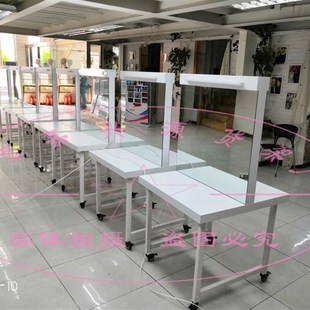 新款铁艺烤漆双面化妆台可移动影视剧组化妆台带灯培训学校化妆桌