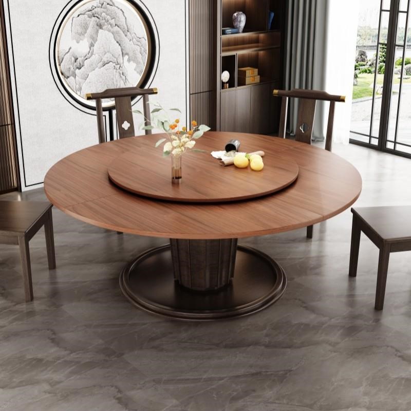 四折可折叠圆桌面板加转盘家用20人大桌子实木饭餐桌10人单独台面