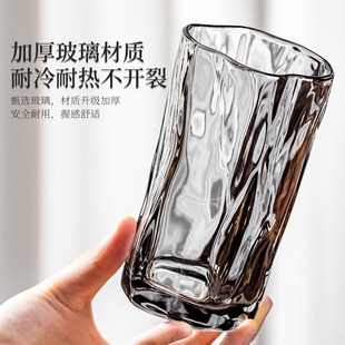 家用客厅待客轻奢高颜值泡茶具喝果汁杯子 高级感扭扭玻璃水杯套装