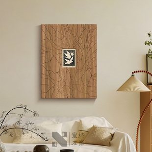 饰画2025新款 中古风客厅沙发背景墙装 高级感艺术边柜挂画 羽光