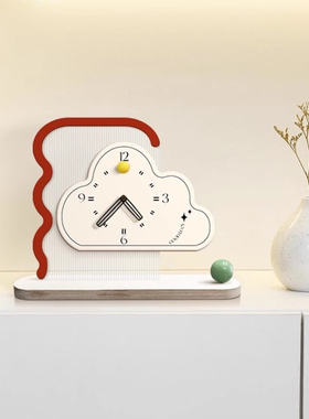 奶油风入户玄关柜时钟摆件装饰品创意静音卧室床头柜钟表摆台式