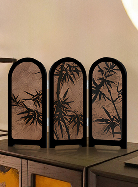 《墨竹》中古风屏风桌面摆件创意高级感小众艺术电视柜摆台装饰画