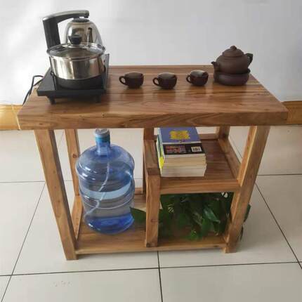 老榆木实木沙发边几实木角几家用阳台小茶桌现代简约移动茶台茶车