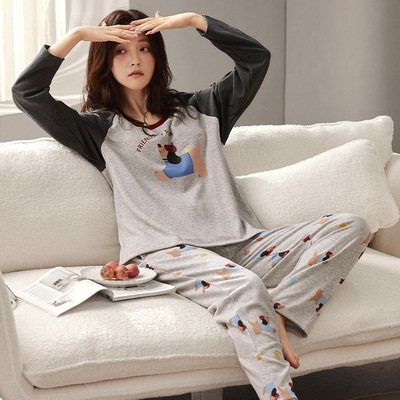 新款德绒睡衣女士秋冬季长袖套头保暖两件套学生卡通家居服可外穿