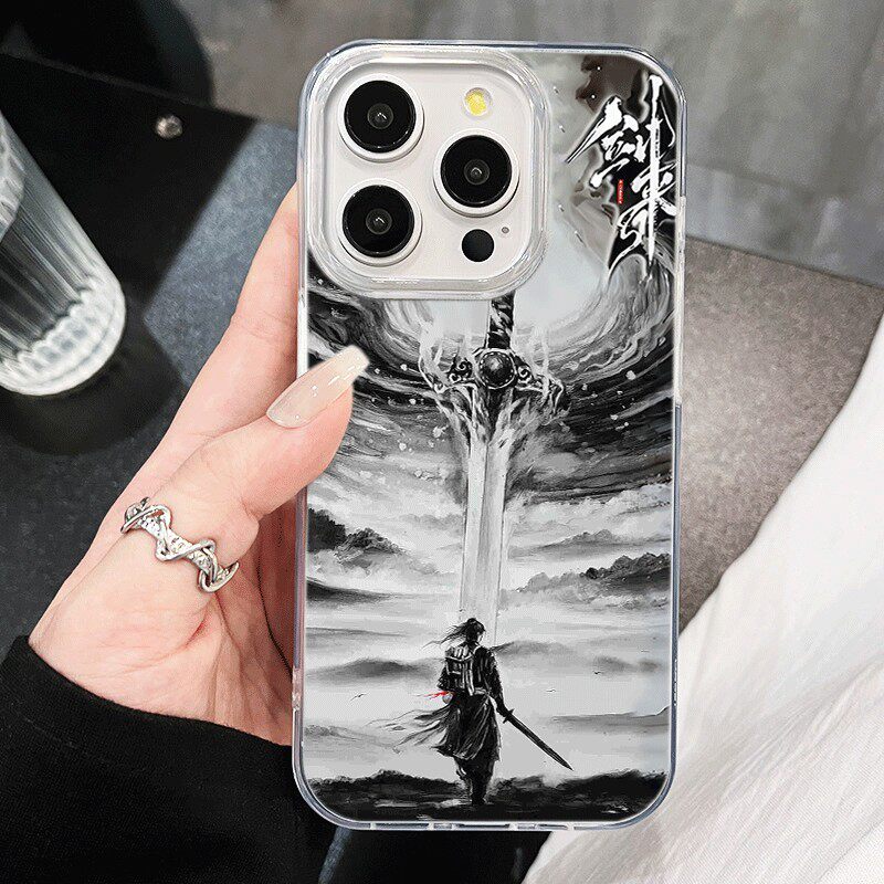 iPhone14羽纱VIVOY500硬苹果12高颜值16plus手机壳带挂绳17p创意剑来小米15ULTRA适用13ProMax动漫荣耀PLAY9C