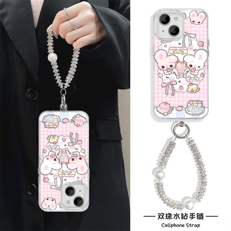 手机壳带挂绳16ProMax苹果1213适用iPhone17硬14羽纱15PLUS超仙雪糕兔子华为NOVA14OPPOFINDX8S红米TURBO4