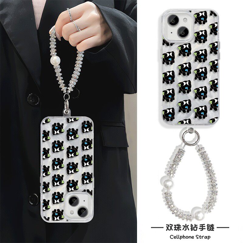 手机壳带挂绳16ProMax苹果1213适用iPhone17硬14羽纱15PLUS高颜值满屏痴呆罗小黑荣耀500真我v70红米TURBO4