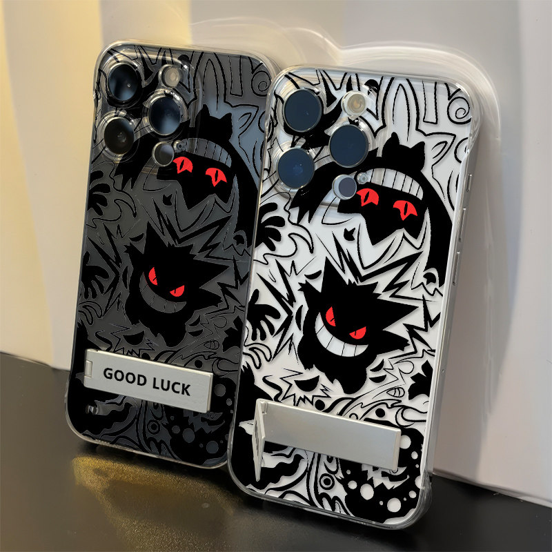 苹果16超薄15透明14plus适用iPhone13手机壳带支架12ProMax无边框OPPOFindx8高级感华为Mate70红眼耿鬼k80pro