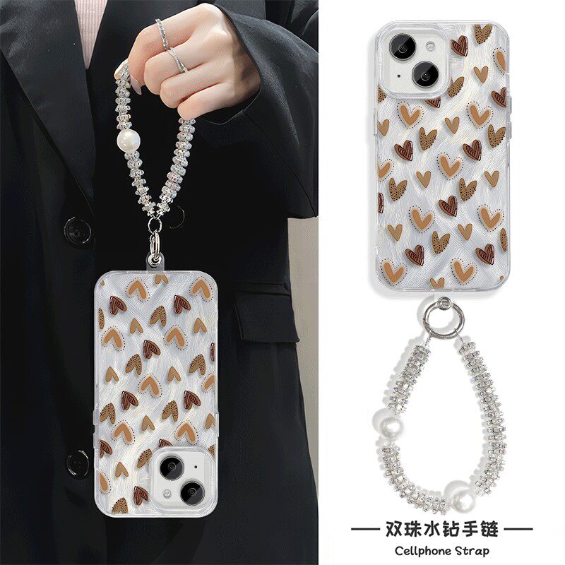 14ProMax小众适用13苹果15创意爱心12手机壳带挂绳硬ins风iPhone16plus羽纱neo10高级感华为MATE60RS非凡大师