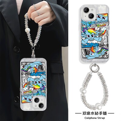 iPhone17适用14卡通手机壳带挂绳硬Reno15高级感16PLUS潮牌小马宝莉s50苹果12华为MATE80羽纱13红米K90ProMax