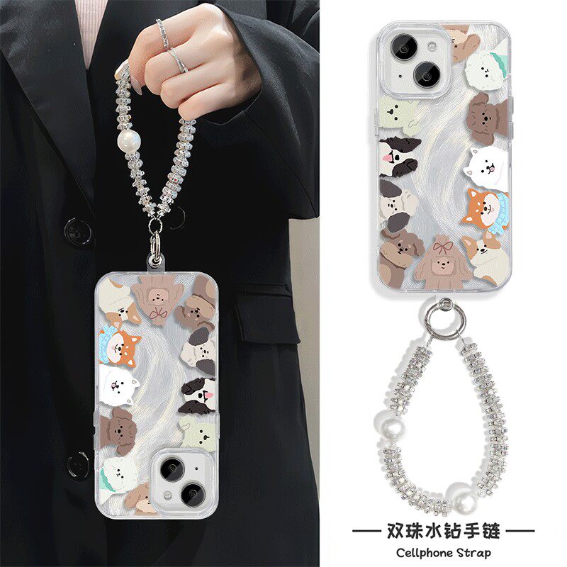 手机壳带挂绳16ProMax苹果1213适用iPhone17硬14羽纱15PLUS高颜值狗狗宠物粉荣耀GTOPPOA5X红米NOTE15R一加15