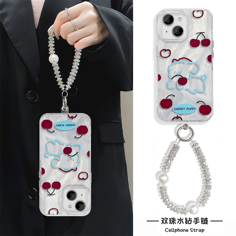 小狗iPhone12手机壳带挂绳RENO13羽纱MAGIC7苹果16Plus适用15Ultra硬14ProMax高级感S20Pro女ins风TURBO4日韩