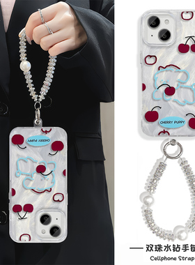 小狗iPhone12手机壳带挂绳RENO13羽纱MAGIC7苹果16Plus适用15Ultra硬14ProMax高级感S20Pro女ins风TURBO4日韩