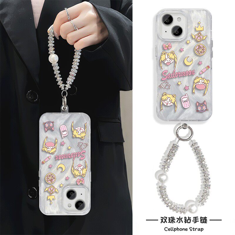 水冰月iPhone16E手机壳带挂绳13羽纱15Ultra苹果14Plus适用P70硬12ProMax高级感K80荣耀300女A5卡通X200S创意