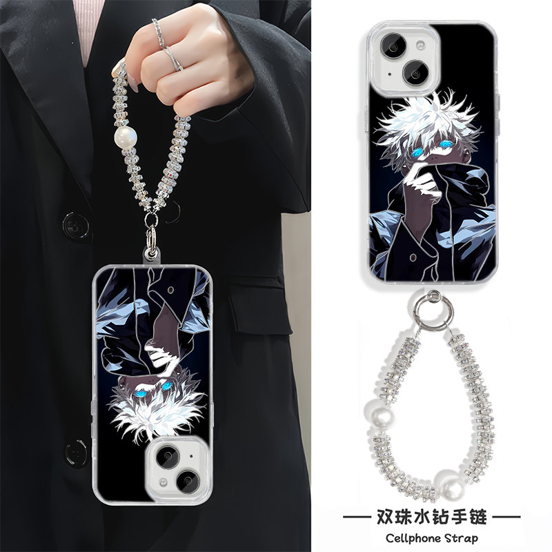 五条悟iPhone14手机壳带挂绳K80羽纱S20小米15苹果16Plus适用链条13硬12ProMax高级感PURA70女Y300动漫A5个性