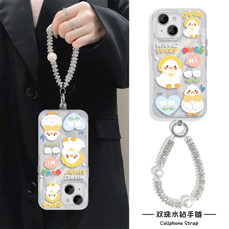 小米15Ultra适用红米note14羽纱iPhone12promax硬链条13手机壳带挂绳苹果16plus花朵鸭荣耀MAGIC7高级感neo10