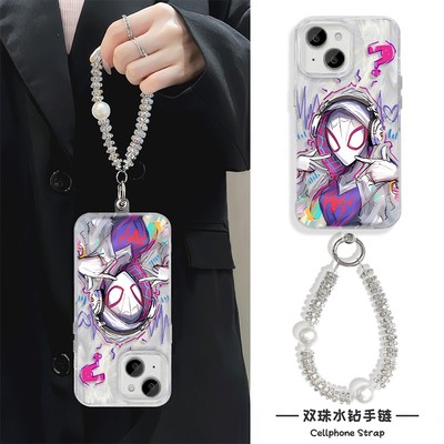 手机壳带挂绳16ProMax苹果1213适用iPhone17硬14羽纱15PLUS耳机格温情侣华为NOVA14OPPOFINDX8S小米17真我v70