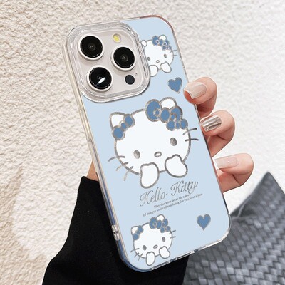 OPPOFINDX9可爱iPhone14羽纱硬苹果13卡通高颜值16plus手机壳小众K12X带挂绳华为NOVA15适用17ProMax爱心kt猫