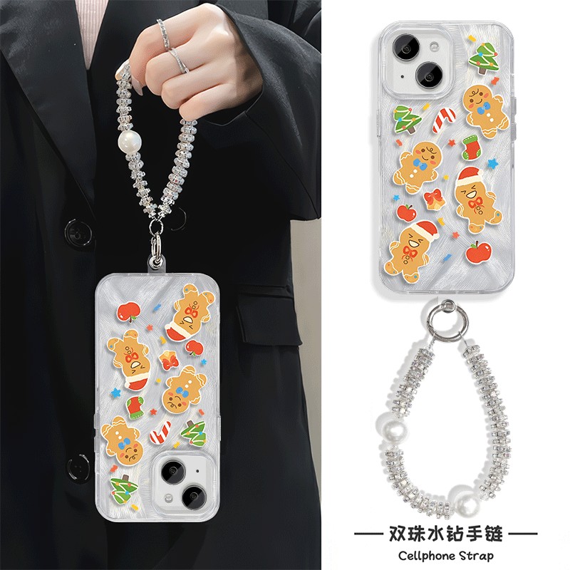 小米15Ultra羽纱iPhone13手机壳带挂绳12promax硬红米note14适用苹果16plus圣诞节姜饼人链条neo10高级感x200