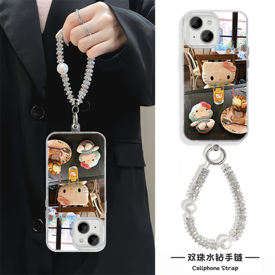 iPhone15羽纱苹果14plus手机壳带挂绳13创意VIVOx200s适用16e硬12pm小米17ProMax饮料kt猫ins风荣耀GTPRO可爱