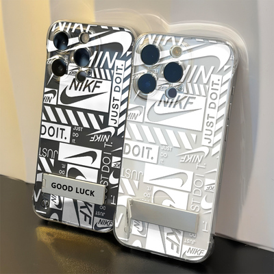 小米15透明超薄14pm潮牌简约勾子iPhone13适用硬16ProMax高级感手腕Findx8手机壳带支架苹果12无边框s17t个性