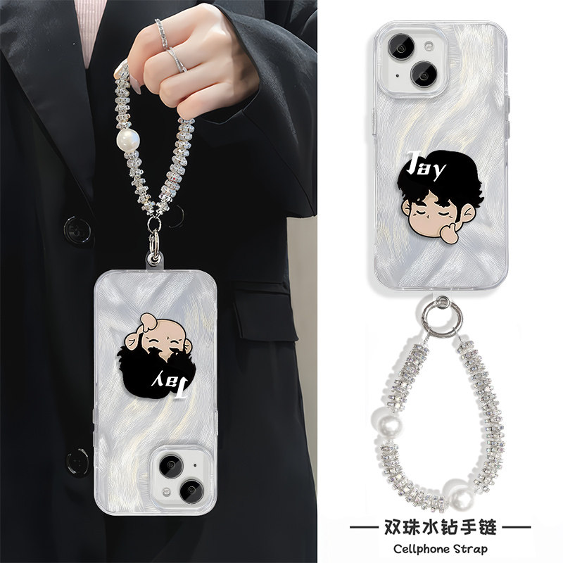 iPhone15羽纱红米k80pro苹果14plus手机壳带挂绳13适用16e硬12创意小米17ProMax周杰伦头像iQOOneo10个性周边