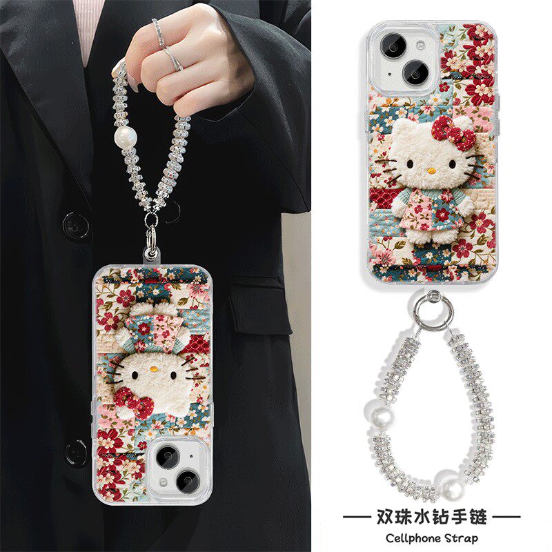 手机壳带挂绳16ProMax苹果1213适用iPhone17硬14羽纱15PLUS高颜值花朵裙子KT猫华为NOVA14真我NEO7VIVOY300