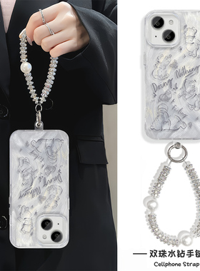 维尼熊iPhone14手机壳带挂绳K80小米15羽纱S20苹果16Plus适用NOVA13硬12ProMax高级感链条NEO10女ins风A5创意