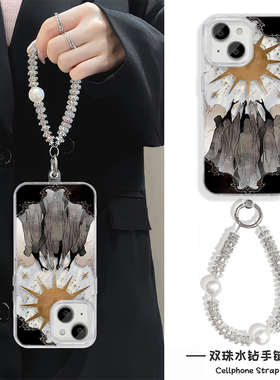 适用iPhone16e羽纱硬13小众15ProMax手机壳带挂绳14plus苹果12哥特风希望之光手链x200s高级感a5荣耀300ULTRA