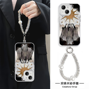 适用iPhone16e羽纱硬13小众15ProMax手机壳带挂绳14plus苹果12哥特风希望之光手链x200s高级感a5荣耀300ULTRA