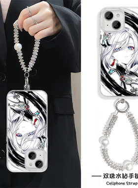 华为mate70高级感荣耀MAGIC7动漫苹果14plus适用iPhone16e羽纱13手机壳带挂绳12硬15promax水墨申鹤链条neo10