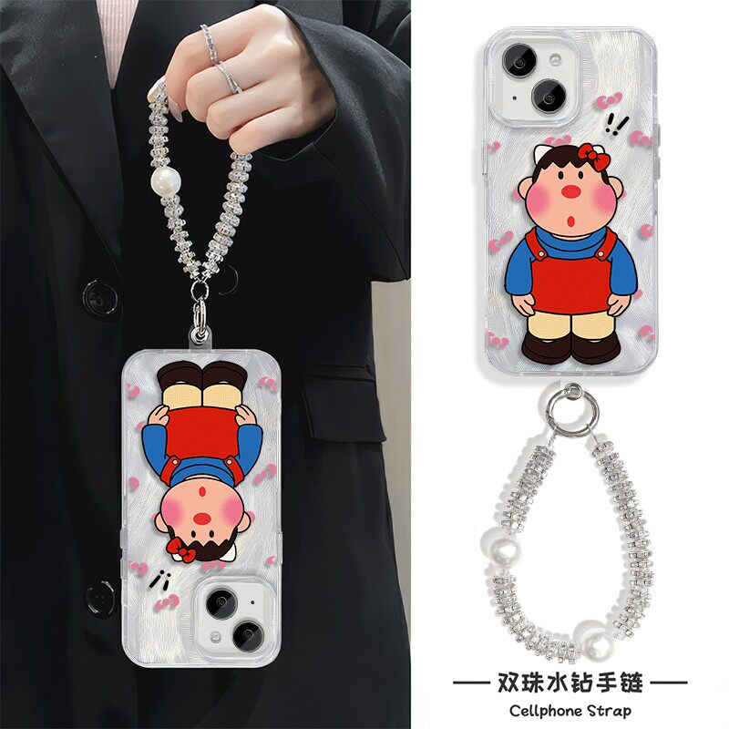 手机壳带挂绳16ProMax苹果1213适用iPhone17硬14羽纱15PLUS搞怪胖虎荣耀X70OPPOA5X高颜值VIVOY500红米14R