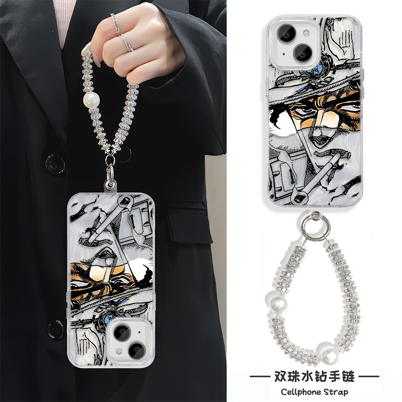 荣耀X70I创意iPhone15羽纱个性红米TURBO4苹果14plus手机壳带挂绳13适用16硬12小米17ProMax香烟jojo奇妙冒险