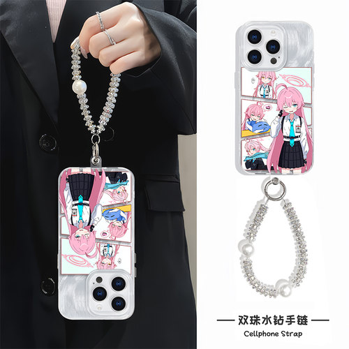 二次元iPhone16小鸟游星野15plus羽纱手机壳带挂绳13ProMax真我neo7卡通适用苹果14硬reno12华为mate60高级感