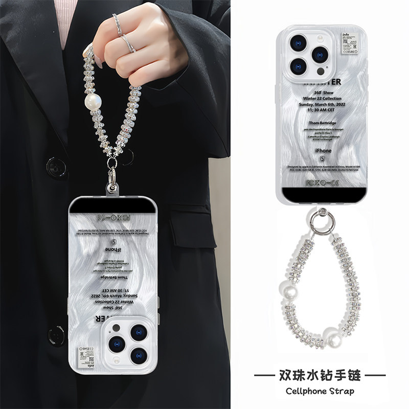 手腕Reno12苹果标签艺术14ProMax高级感小众华为Nova13简约羽纱硬适用iPhone16plus手机壳带挂绳小米15创意a3