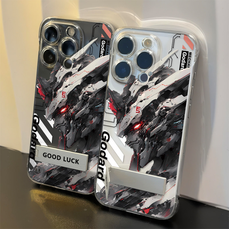 12ProMax手机壳带支架苹果15透明超薄14plus无边框iPhone13适用硬16侧脸潮酷高达华为Mate70高级感手链s20pro