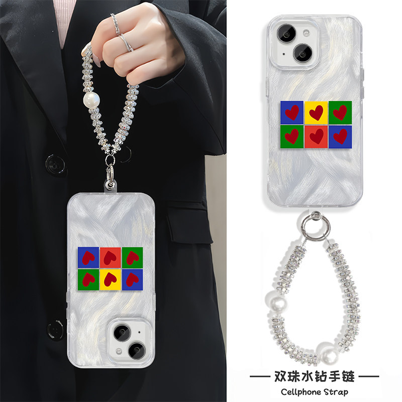 ins风爱心MATE70手机壳带挂绳K80Pro羽纱iPhone16适用13荣耀GT苹果14Plus硬12ProMax日韩15Ultra简约a5高级感