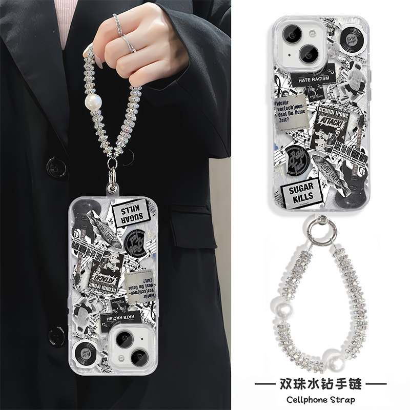 16PLUS手机壳带挂绳硬iPhone14吉他咸鱼海报VIVOX200S适用小米15高级感苹果17Air潮酷华为Nova12羽纱13ProMax